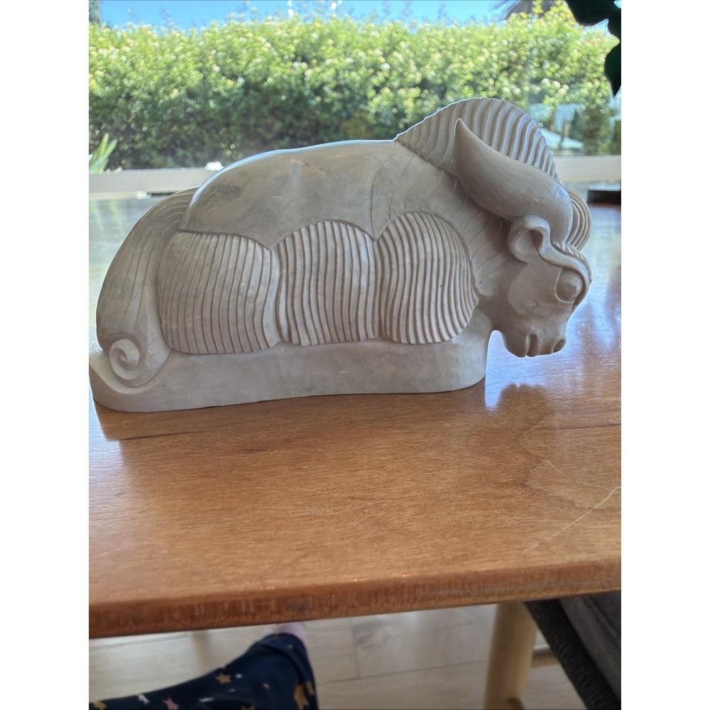 1988 Signed Tuva Agalmatolite Stone Bison Carving James Olson Museum Estate - Picture 8 of 14